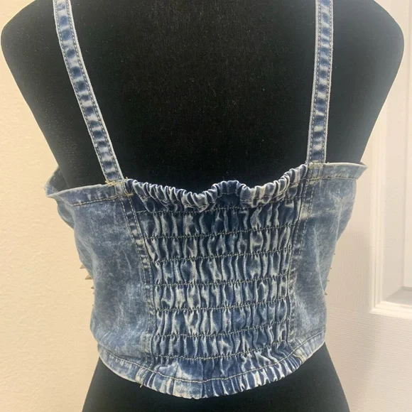 Rhinestone, jean crop top - Picture 4 of 9